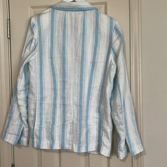 Frame Denim Blue and White Striped Blazer - Picture 6 of 7